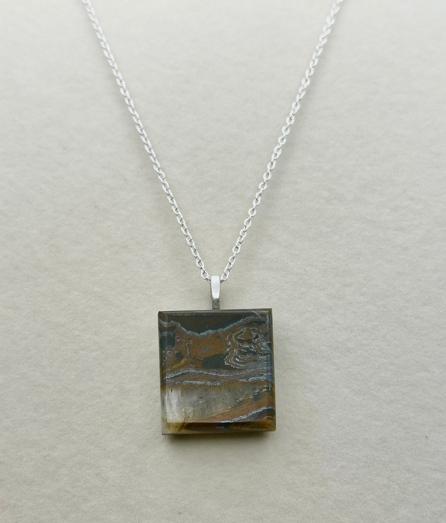 Hand-cut and polished square Tiger’s Eye necklace