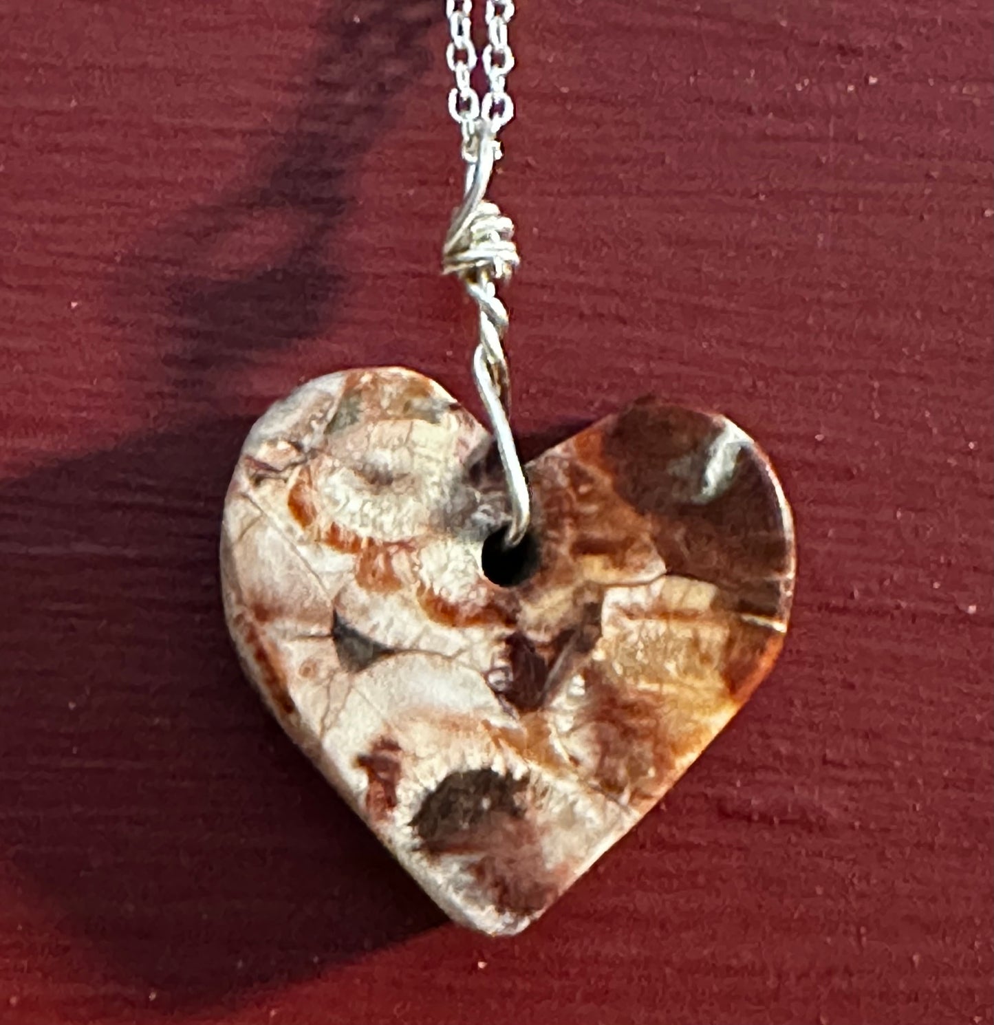Desert Rose Rhyolite heart necklace