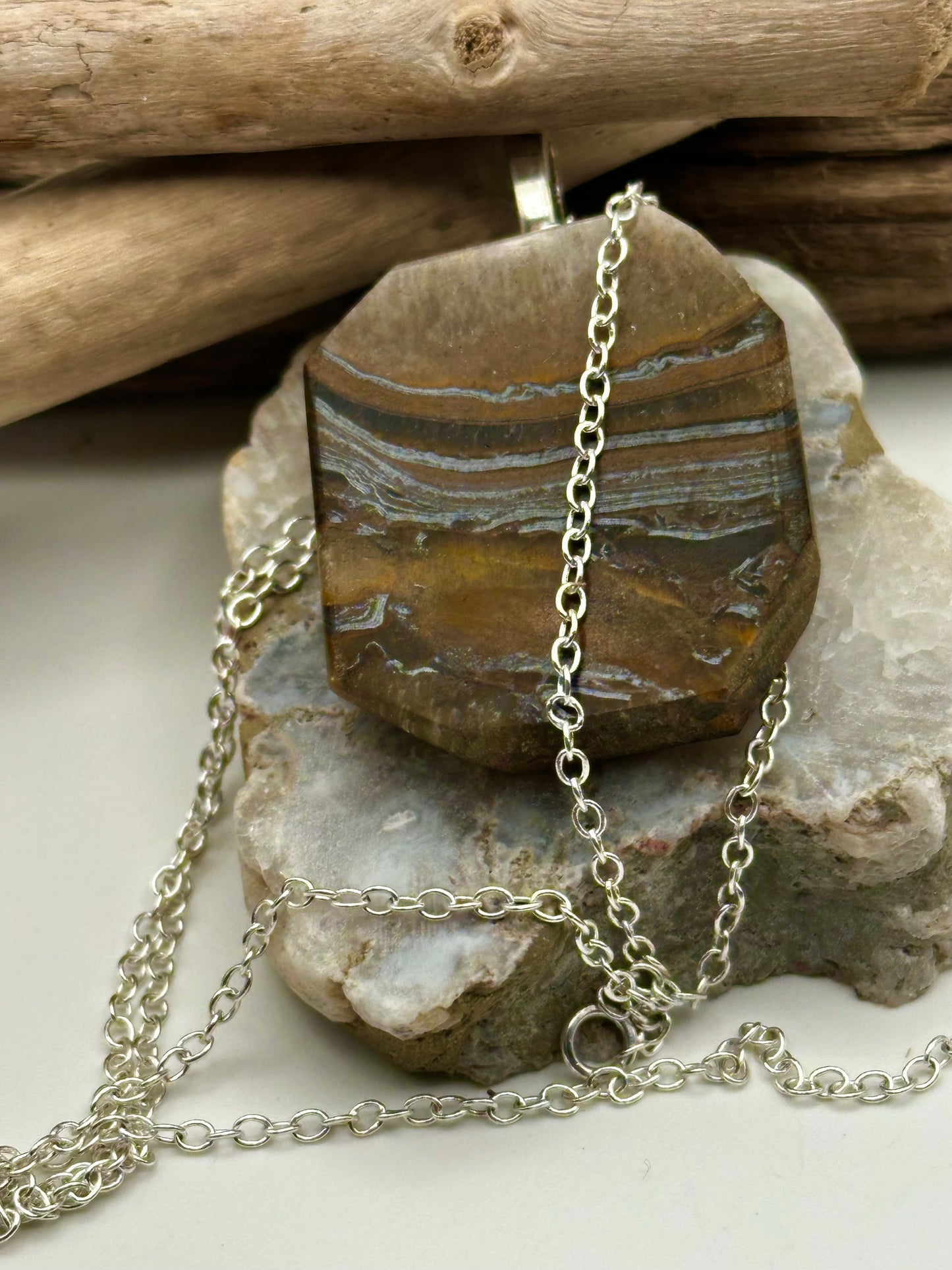 Hand cut and polished Tiger’s Eye necklace