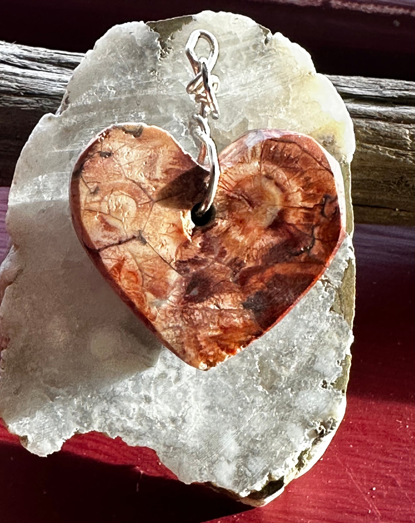 Desert Rose Rhyolite heart necklace