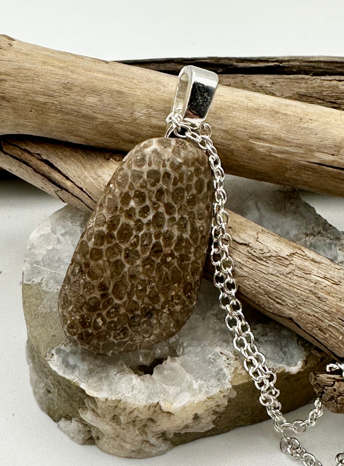 Charlevoix stone necklace with vivid detail