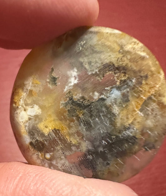 Moss agate cabochon