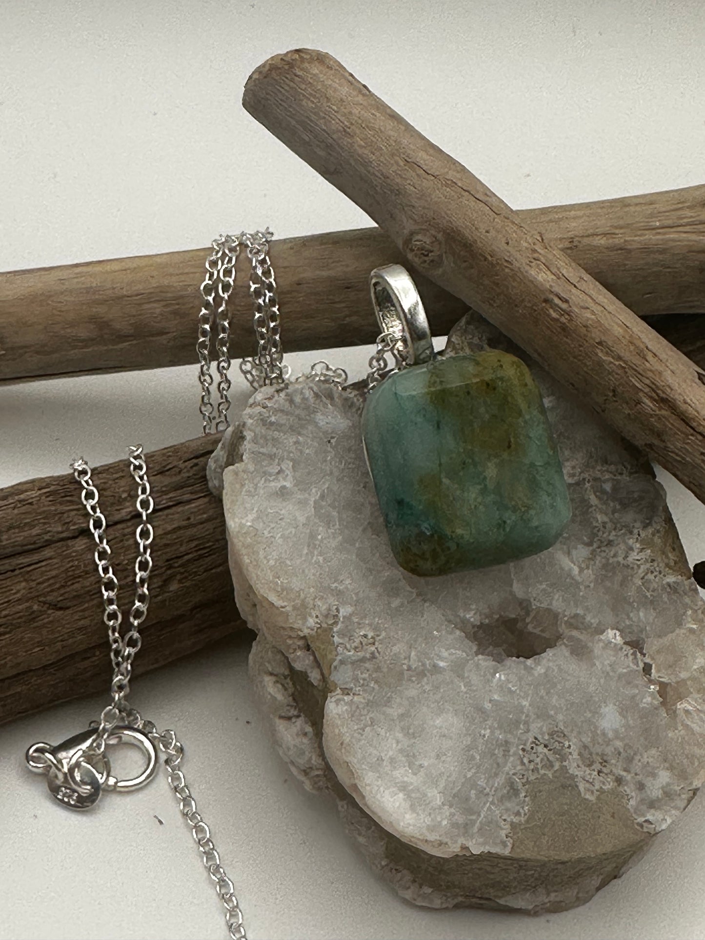 Hand-cut and polished square Chrysocolla necklace