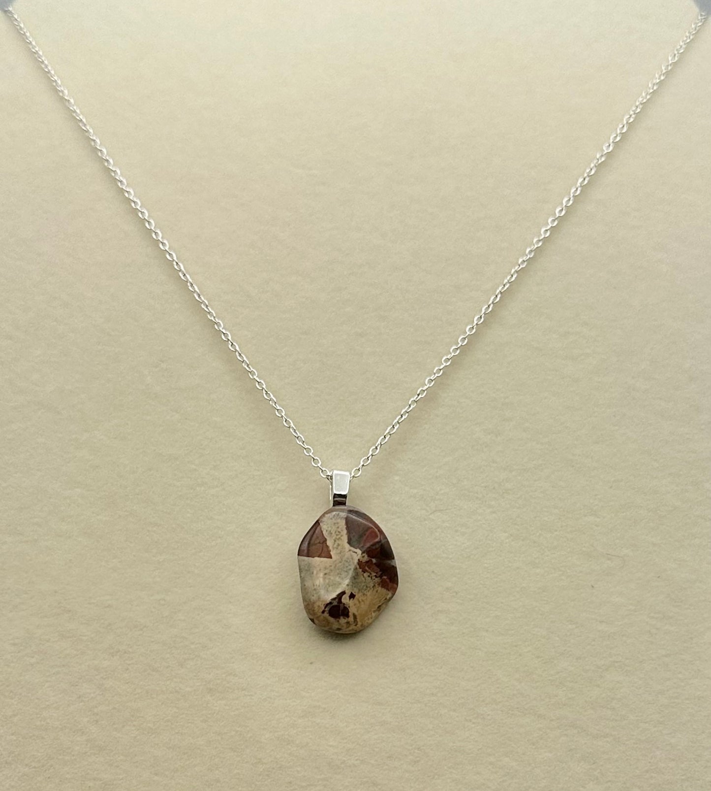Hand cut and polished breccaited jasper necklace