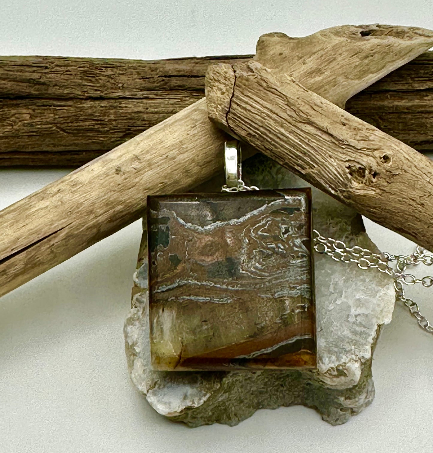 Hand-cut and polished square Tiger’s Eye necklace
