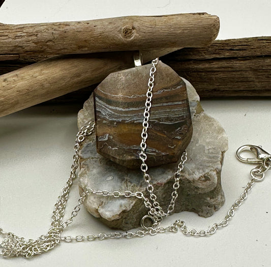 Hand cut and polished Tiger’s Eye necklace