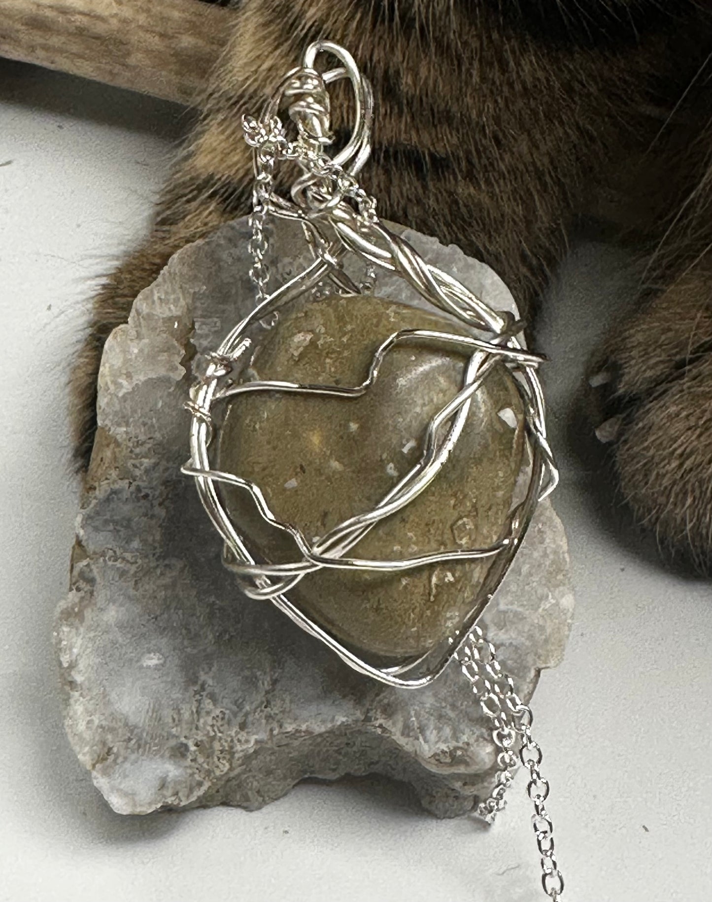 Wire wrapped yellow jasper necklace
