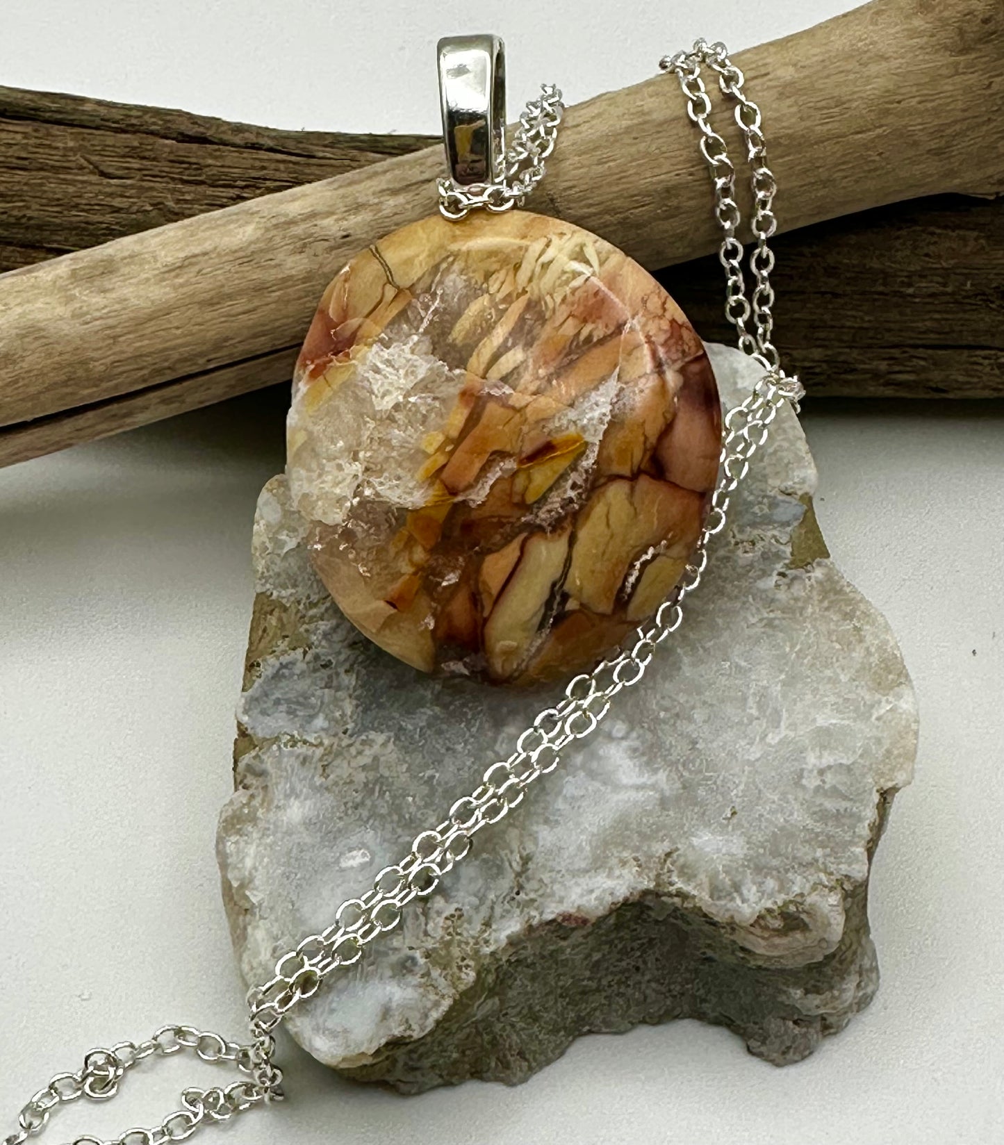 Hand cut and polished jasper necklace