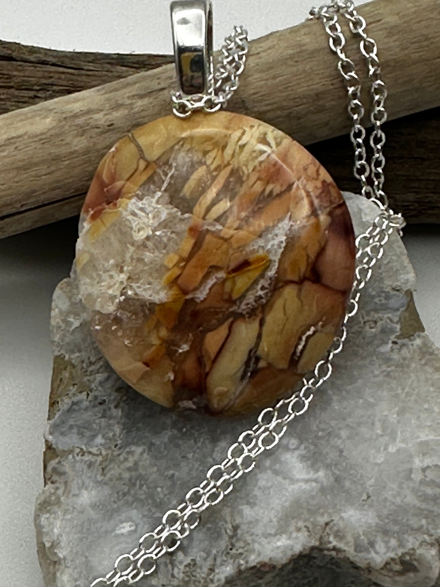 Hand cut and polished jasper necklace