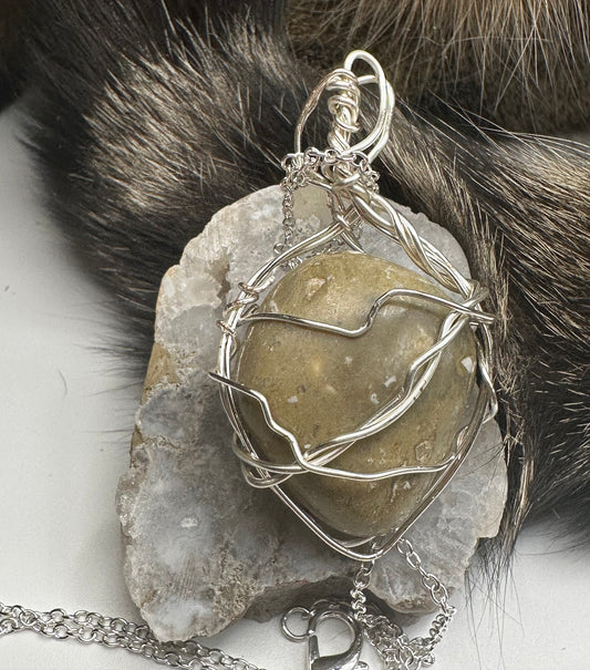 Wire wrapped yellow jasper necklace