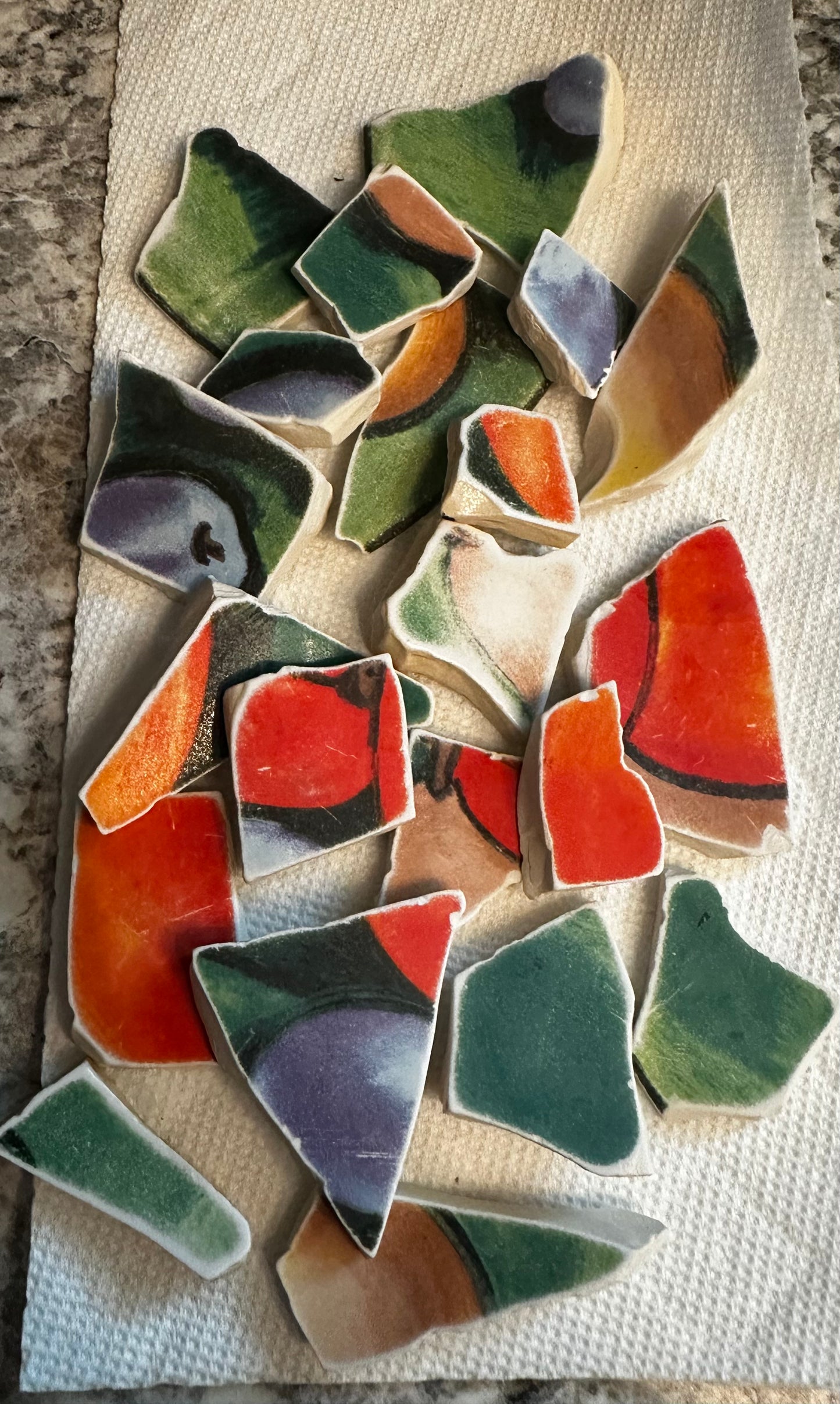 Tumbled pottery pieces