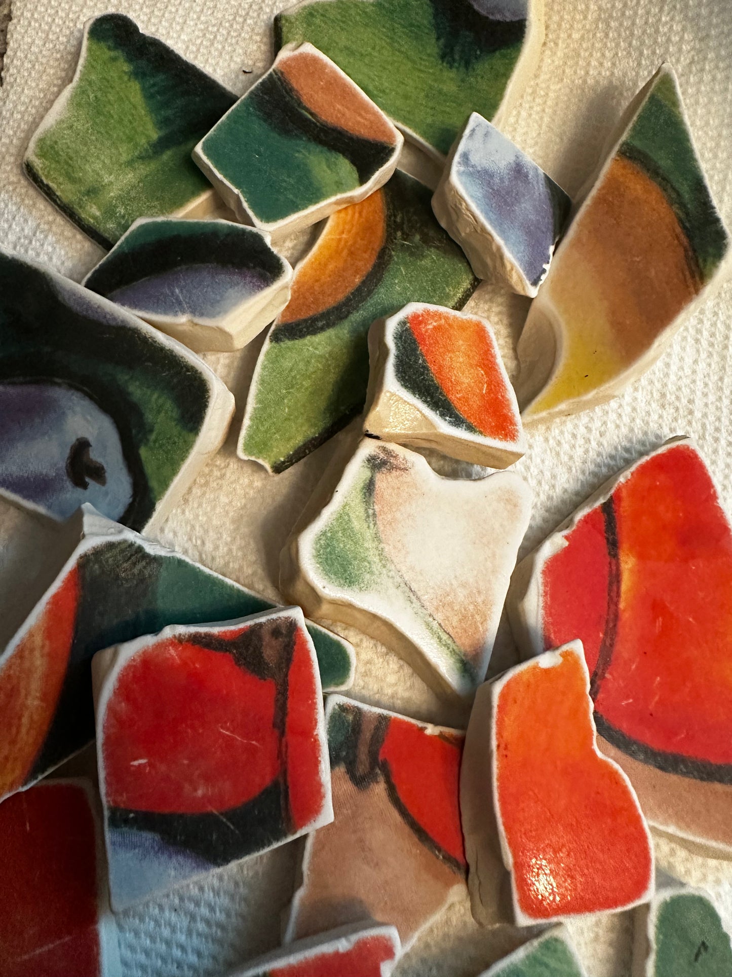 Tumbled pottery pieces